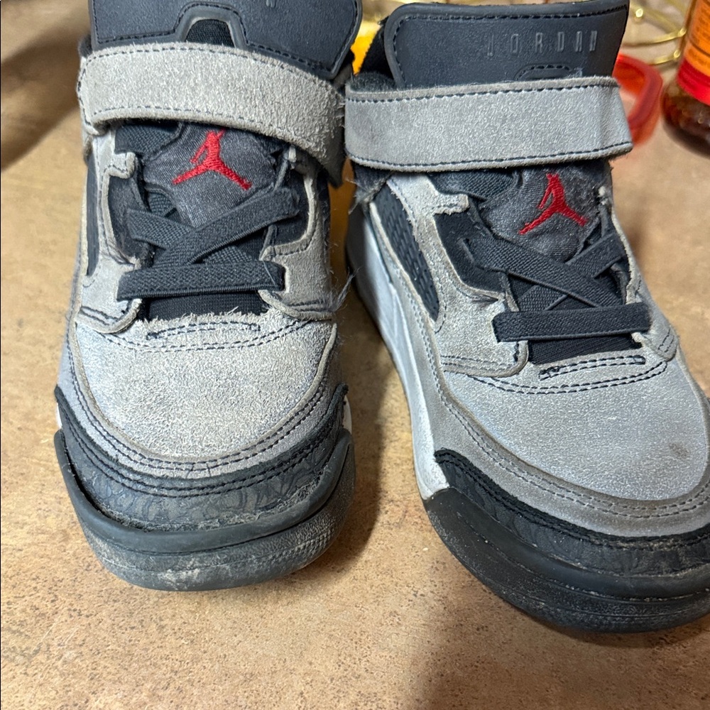Jordan Kids Gray and Black Sneakers with Red Jumpman